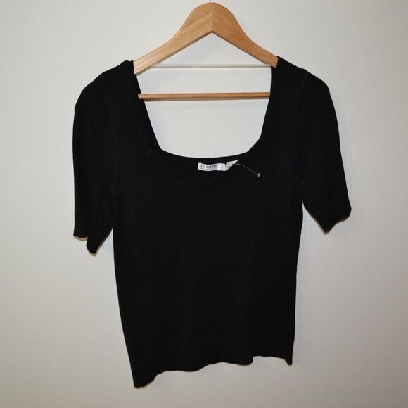REITMANS signature black feminine soft basic crop top short sleeves round neck S - Picture 8 of 8